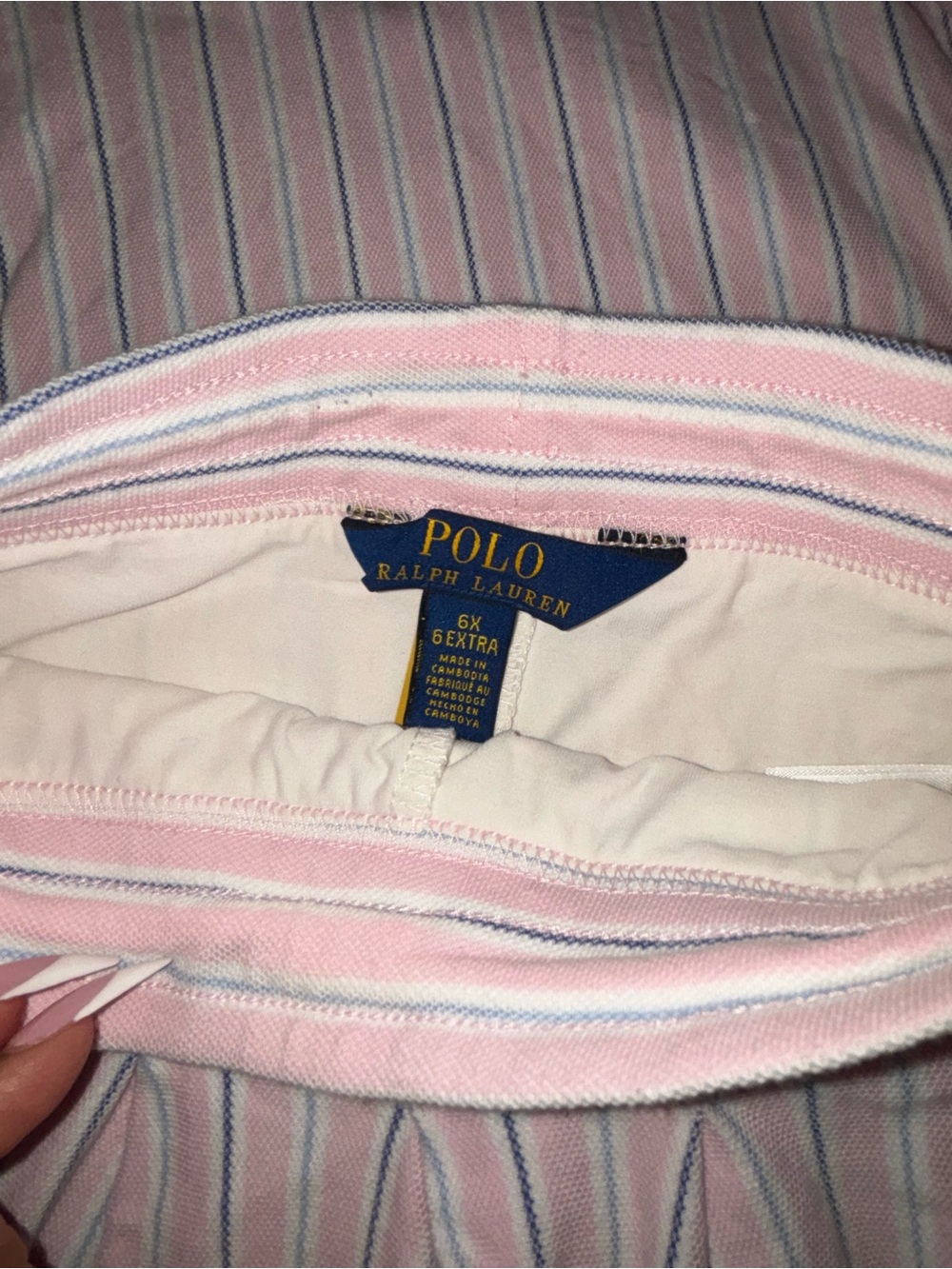 Polo by Ralph Lauren Light Pink White Blue Striped Girls Polo Top & Skort Set - Picture 7 of 8